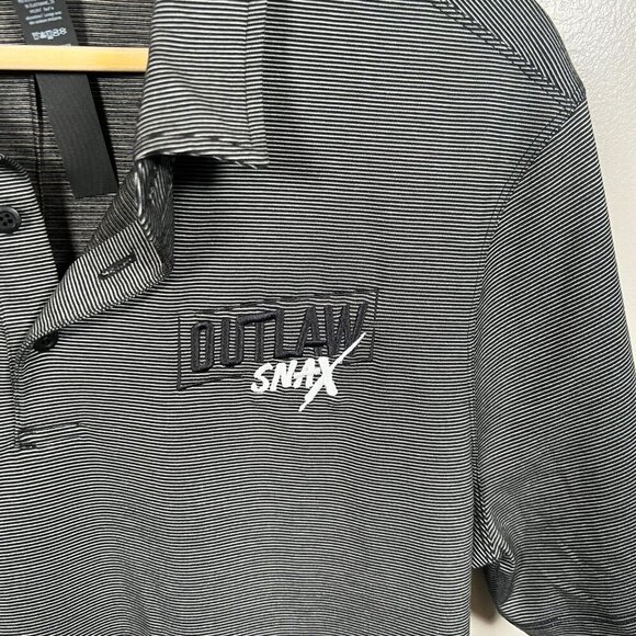 Lululemon Evolution Polo Shirt Mens Size Large Gray Outlaw Snax Logo Work - Picture 6 of 10
